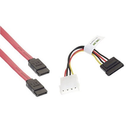 SATA Twin pack, 1 SATA data lead + 1 SATA power adaptor cable