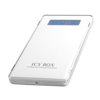 Icy Box 2.5" IDE/PATA USB2 White External HDD Caddy with Blue Display IB-220U-Wh