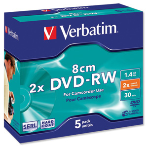 Verbatim DVD-RW 2x 8cm 5 Pack Slim Jewel Case #43514